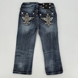Miss Me Embellished Blue Capri Jeans Size Girls 8 Y2K Bling Rhinestone Retro